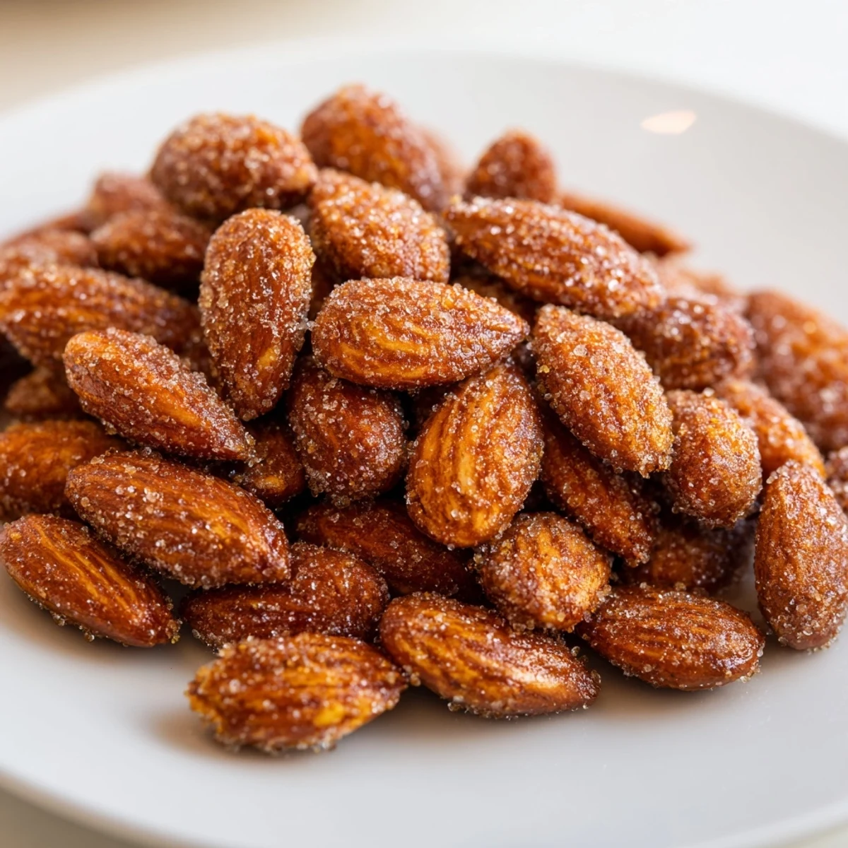 Golden, crunchy cinnamon-roasted almonds offer a sweet spiced flavor and irresistible treat to eat.