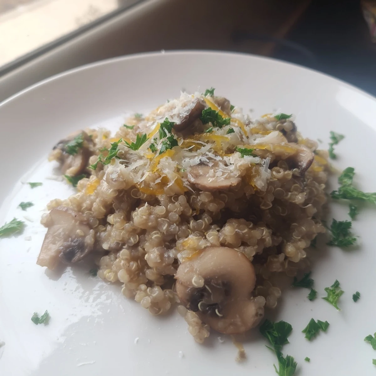 Mushroom Quinoa Creamy Risotto