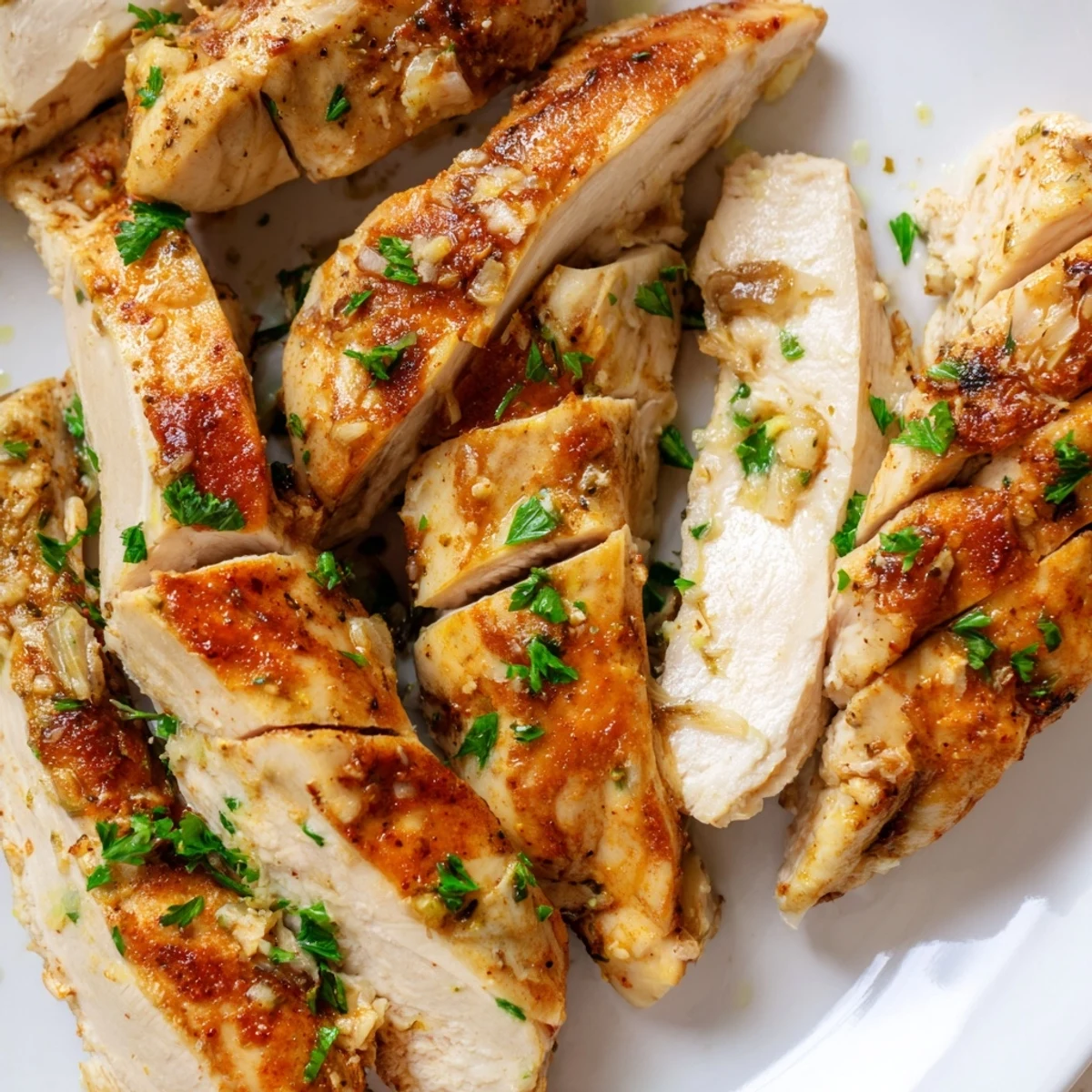 Tender Greek Yogurt Chicken breasts, baked to golden perfection, ready to serve with lemon wedges.
