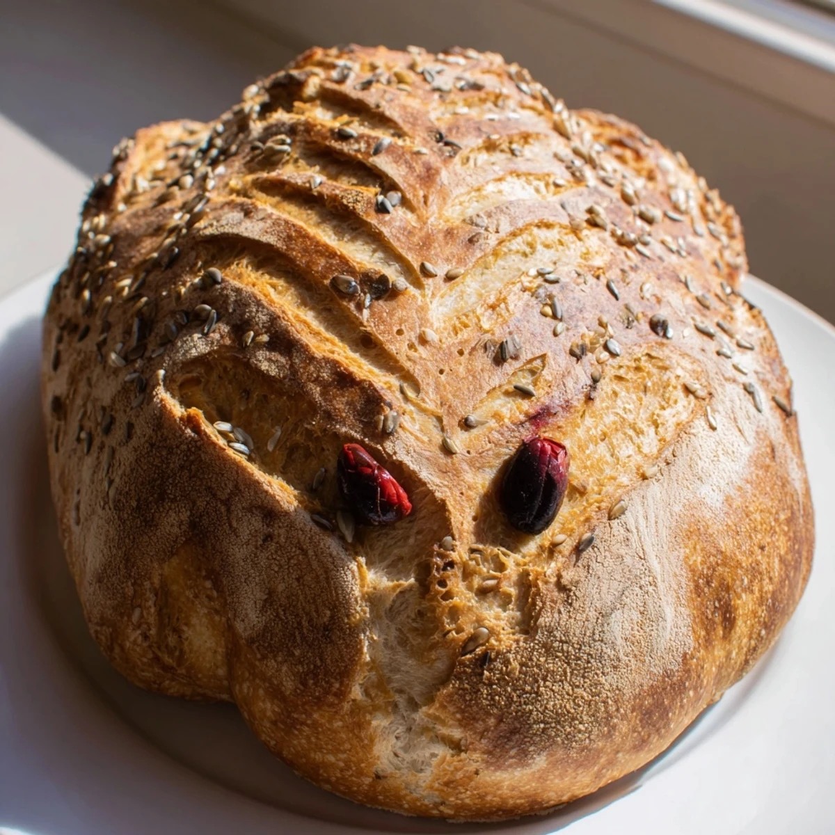 Festive turkey-shaped sourdough bread with golden crust and soft crumb, perfect for holiday gatherings and centerpiece displays.