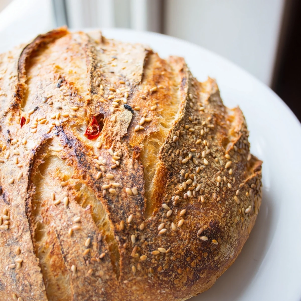 Artisan turkey-shaped sourdough with crispy exterior and tangy interior, dusted with flour and ready to slice for guests.