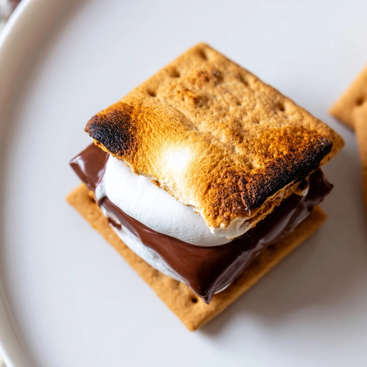 Serving Air Fryer Smores on a plate with a glass of milk, ready to enjoy after air frying.