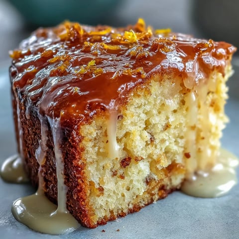 A close-up slice of Heavenly Blood Orange Yogurt Cake reveals a moist, tender crumb with vibrant citrus zest specks.