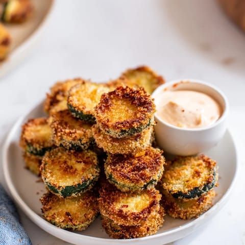 Oven-baked Crispy Baked Zucchini Rounds, a healthy snack, ready to be dipped into flavorful, zesty spicy mayo.