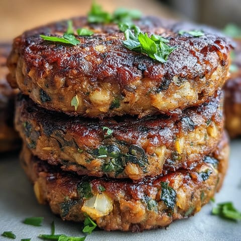 Two savory Black-Eyed Pea Burger Patties served on a toasted bun with lettuce, tomato, and pickles.