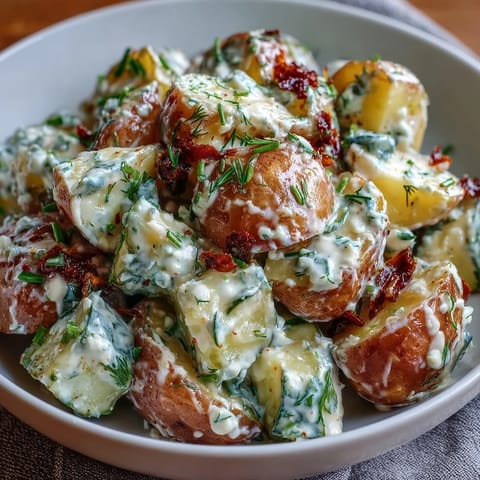 Creamy Juneteenth Soul Food Potato Salad, brightened with tangy pickles and mustardy zest.