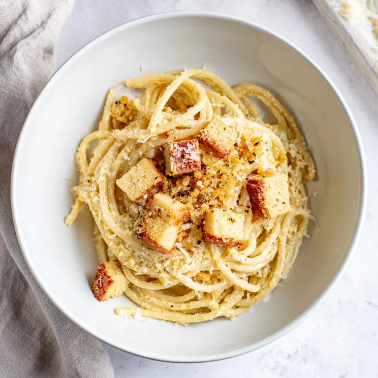 Golden, glistening The Best 15-Minute Creamy Carbonara pasta, coated in a luscious, silky egg and cheese sauce.