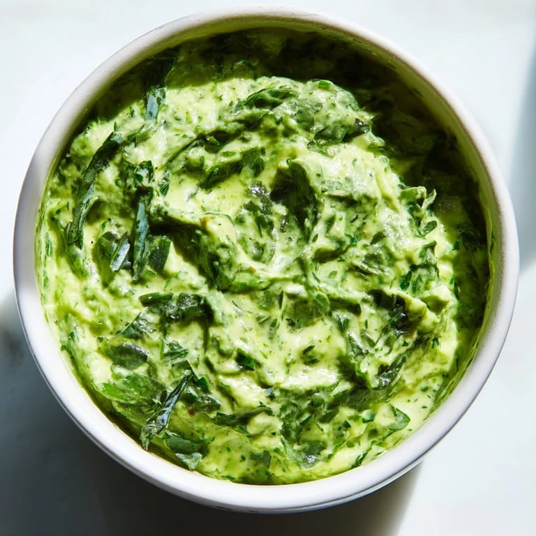 Freshly made green goddess dip: a bright, herb-packed dip ready to elevate your appetizer spread.
