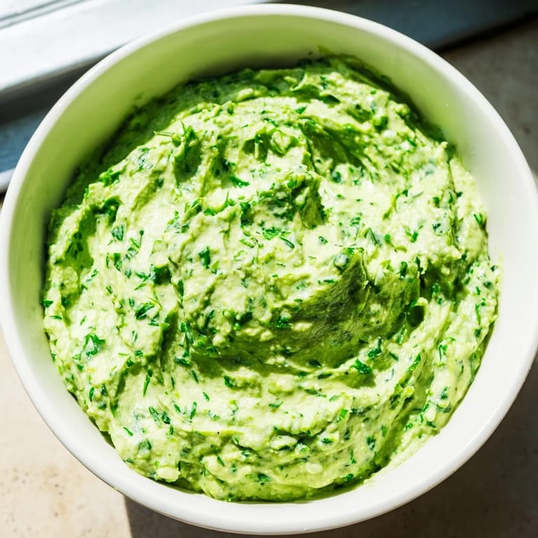 Vivid green green goddess dip, served in a bowl, perfect for dipping, or as a sandwich spread.
