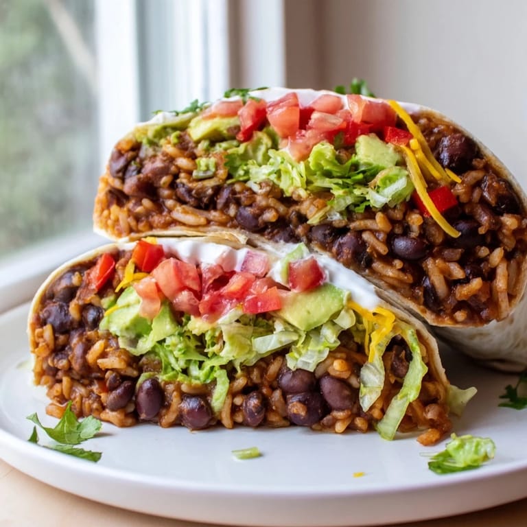 Delicious Smoky Black Bean Burrito, filled with black beans, rice, and fresh toppings, perfect for dinner.