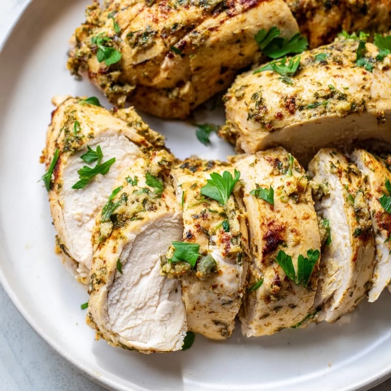 Juicy Greek Yogurt Chicken, sizzling and savory, featuring herbs with a creamy yogurt marinade.