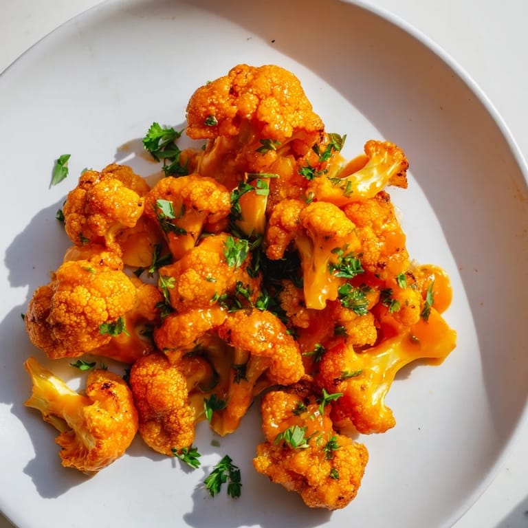 Spicy and delicious Buffalo Cauliflower Bites are coated in vibrant sauce, perfect party food.