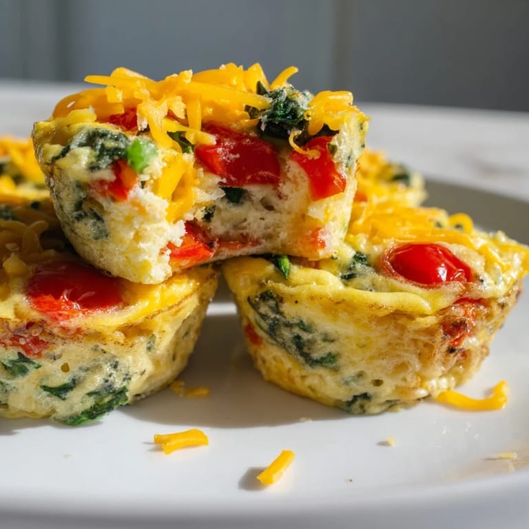 Freshly baked Customizable Egg Muffins with spinach and cheddar cheese, a delicious breakfast option.