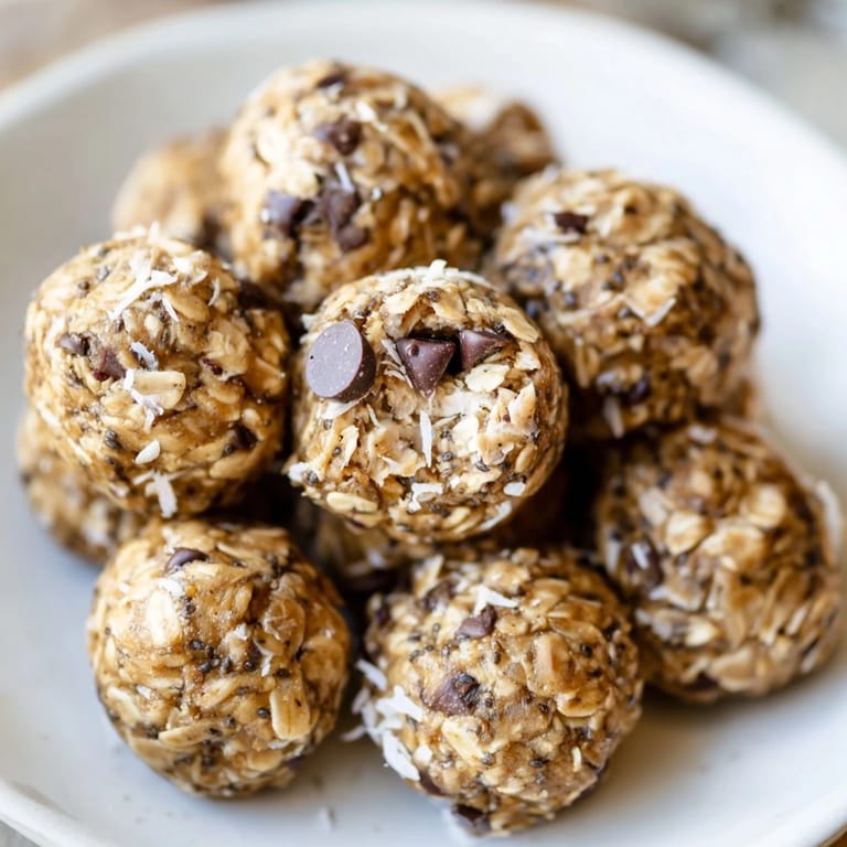 Homemade Almond-Chia Energy Bites arranged on a platter, ideal for a grab-and-go breakfast.
