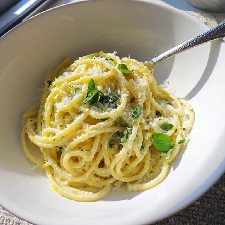 Serve Lemon Ricotta Pasta family-style in a wide bowl, garnished with fresh basil, lemon zest, and extra Parmesan for brightness.