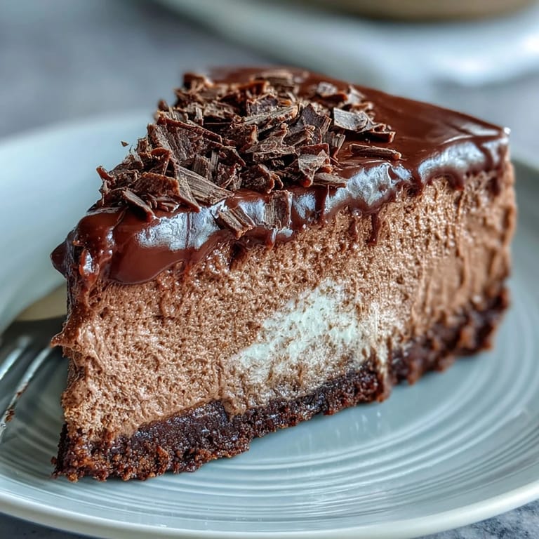 Silky chocolate cheesecake creation, baked to perfection with a tempting cocoa crust.