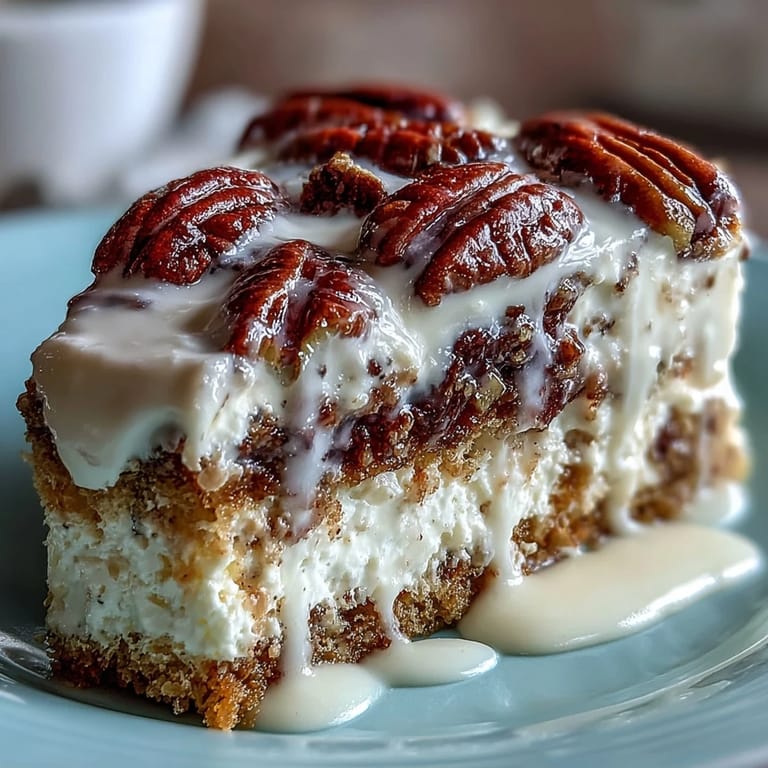 Decadent Butter Pecan Tres Leches Cake served chilled, featuring rich tres leches syrup, brown sugar pecans, and cloud-like whipped cream ready to eat.