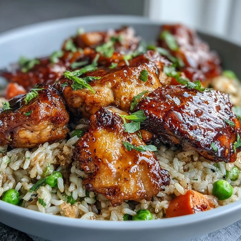 Sizzling One-Pan Bold Honey BBQ Chicken Rice in a skillet, steam rising and ready to serve.