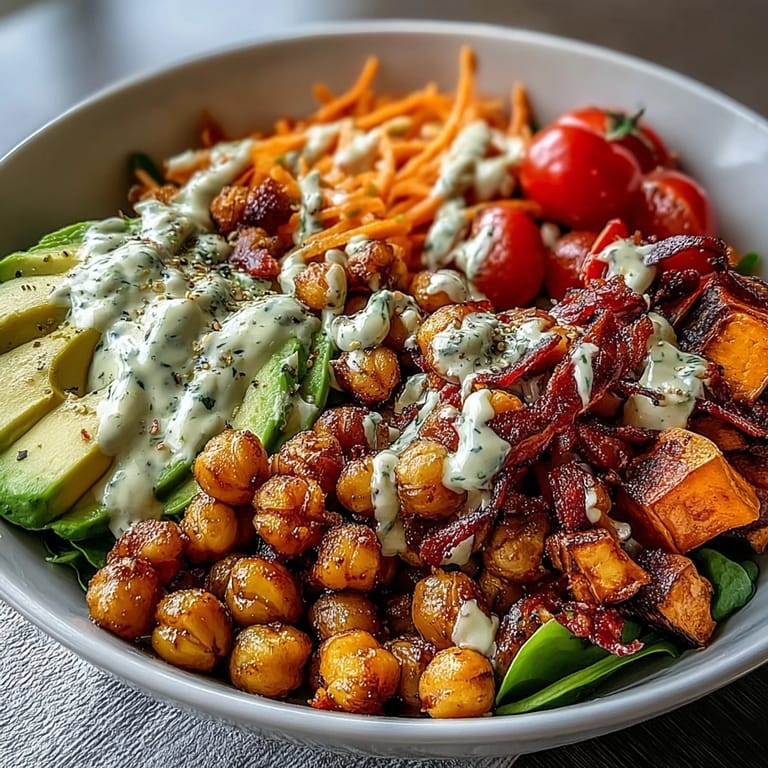 Colorful Breakfast Buddha Bowl, a vibrant vegan meal with creamy tahini dressing.