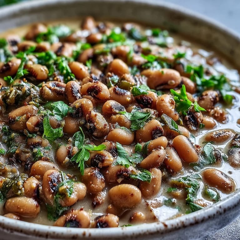 A bowl of Black-Eyed Pea Curry showing creamy coconut sauce, tender peas, and vibrant spices, perfect with warm naan.