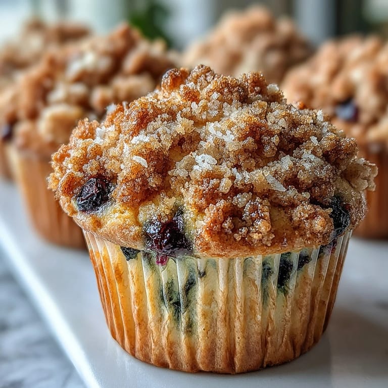 Warm Lemon Blueberry Sourdough Crumb Muffins, featuring tangy lemon flavor and a tender sourdough crumb topping.