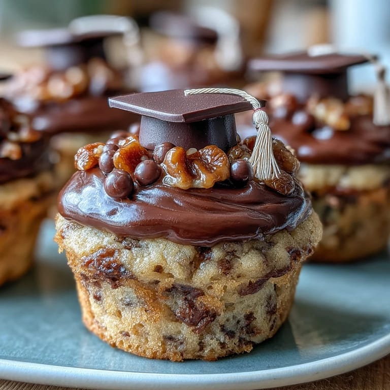 Celebrate graduation with these charming vanilla cupcakes, each crowned with a handmade chocolate graduation cap and colorful buttercream frosting for a festive dessert.