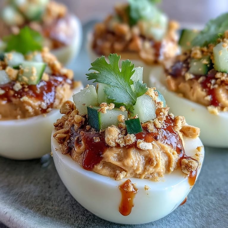 Taste these delicious Thai Peanut Deviled Eggs, perfect party appetizer alternative.