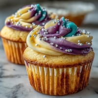 Gemini Birthday Cupcakes: fluffy vanilla cake with playful, colourful dual-tone frosting swirls.