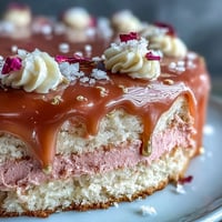 Elegant pink Bridal Shower Rosé Velvet Cake with shimmering gold drip.